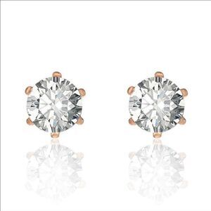 👑 Rosy Gold & Rhinestone Stud Earrings